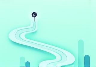 Graphic showing a winding career path